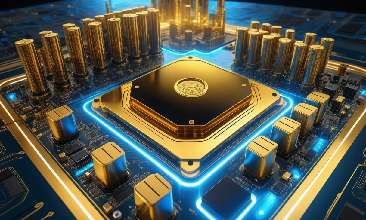 hightech digital representation golden 0