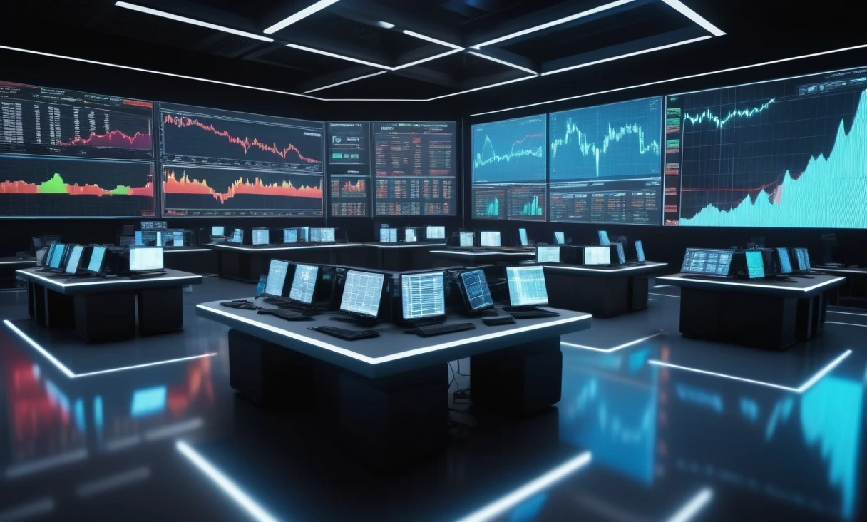 wide shot futuristic digital 0 1