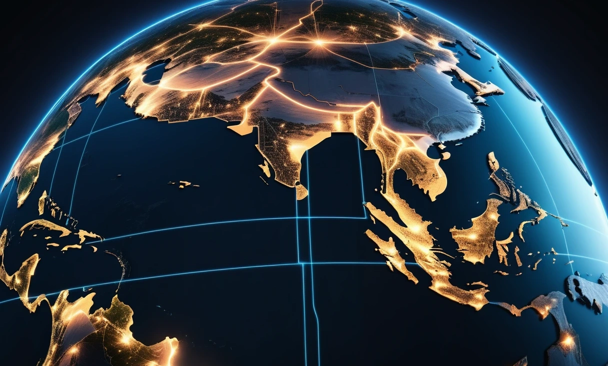 wide shot futuristic digital 0