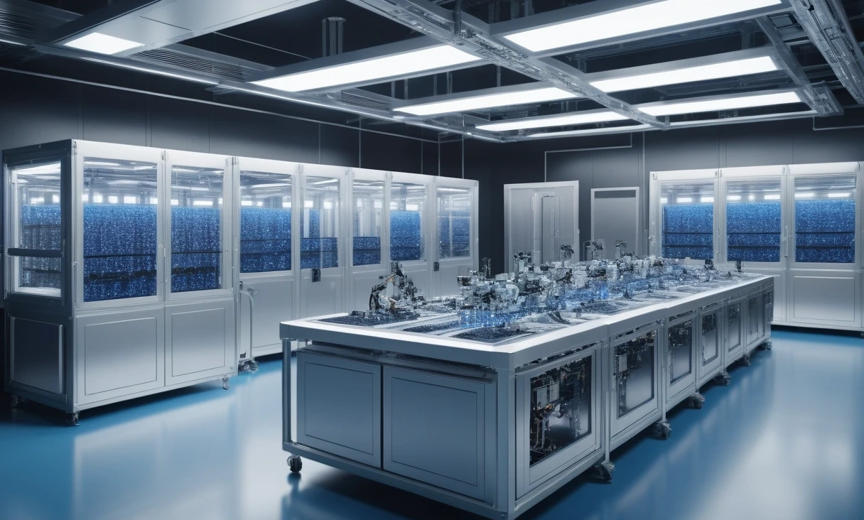 wide shot futuristic semiconductor 0