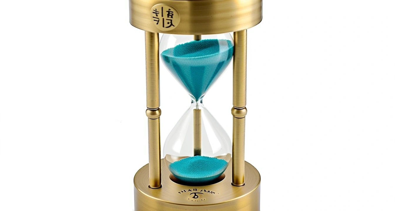 heavy brass balance scale sand timer neg 1