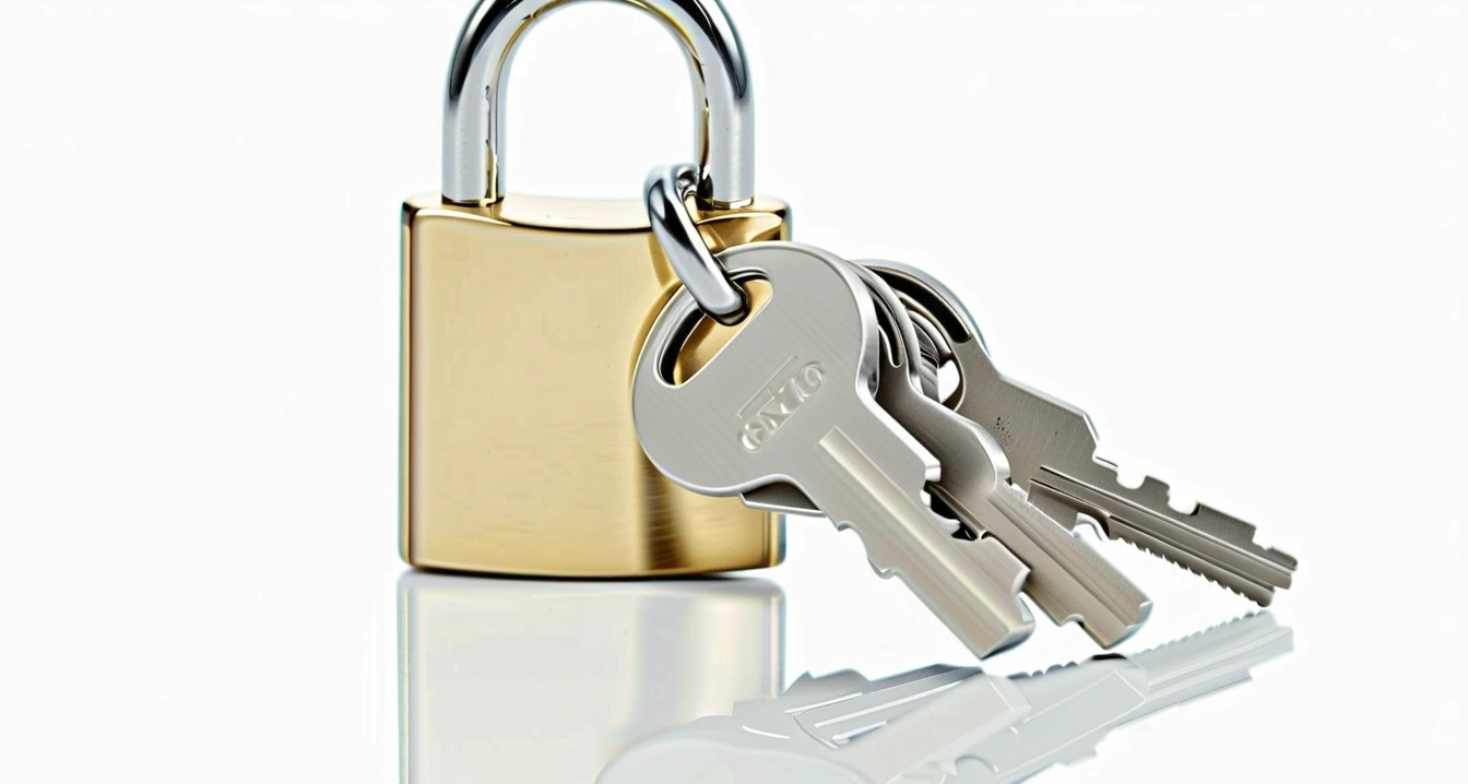 sturdy iron padlock and heavy brass key 1