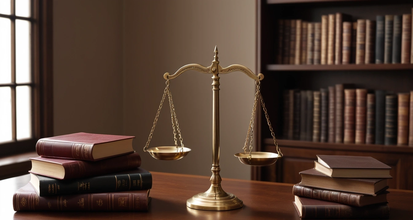 아파트 청약 - 청약 가점 계산기 활용과 주택청약종합저축 관리 (concept of Apartment subscription, a classic brass balance scale of justice next to leather-bound books, no people)