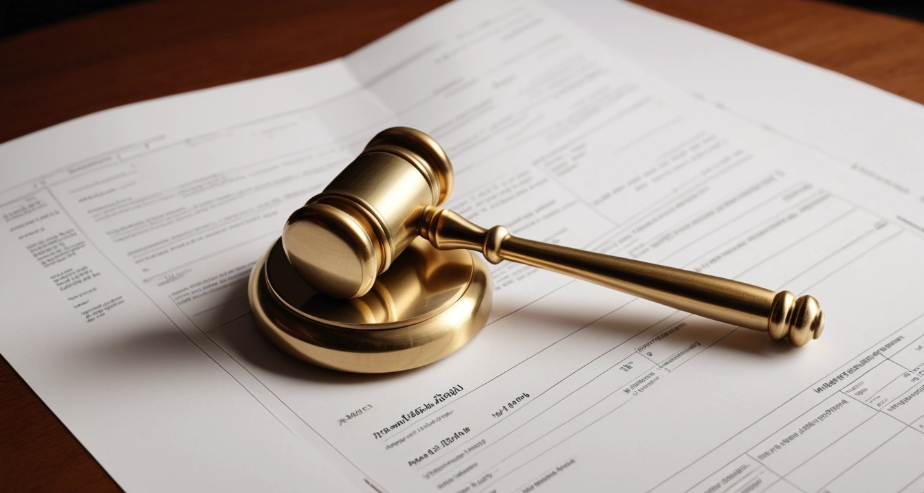 아파트 청약 - 입주자 모집공고문의 필수 데이터 분석 및 해석 (concept of Apartment subscription, close-up of a classic brass legal gavel resting on official documents, professional lighting, no people)