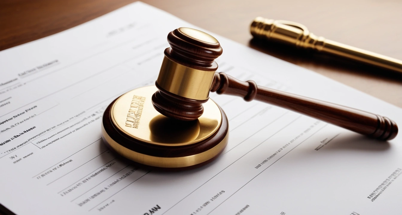 신용카드 - 금융 데이터 보안을 위한 신용카드 리스크 관리 (concept of credit card, close-up of a classic brass legal gavel resting on official documents, professional lighting, no people)