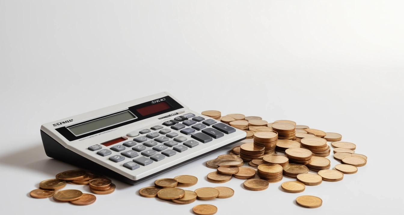 환전 - 국제학생증 ISIC의 금융 혜택 활용 (concept of currency exchange, a neat arrangement of official forms, a modern calculator, and neat coins, finance aesthetic, no people)