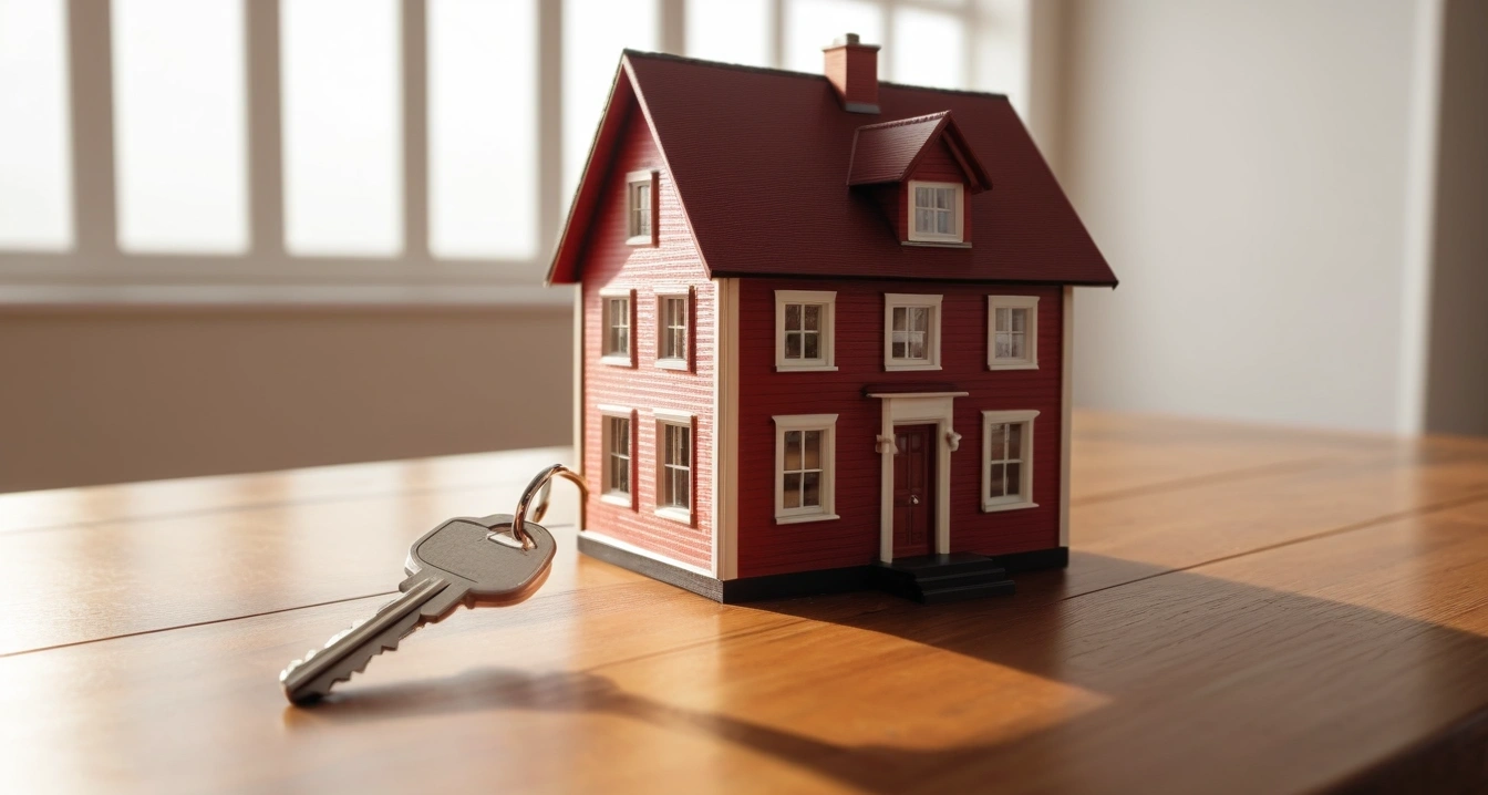예적금 - 비과세 혜택 적용 여부와 절세형 금융상품 연계 (concept of deposit, a shiny house key resting on a detailed contract, elegant wooden table, no people)