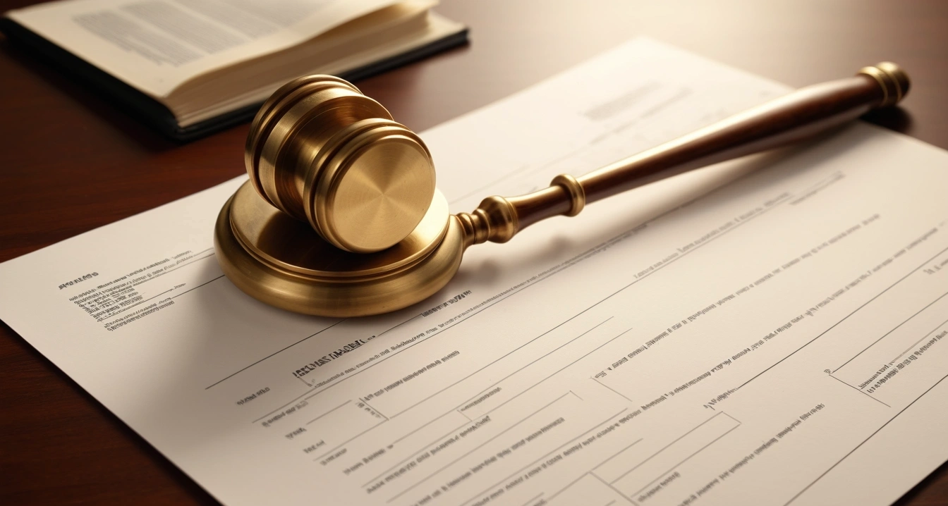 정책자금 - 전자약정 시스템 활용과 사후관리 강화 (concept of policy funds, close-up of a classic brass legal gavel resting on official documents, professional lighting, no people)