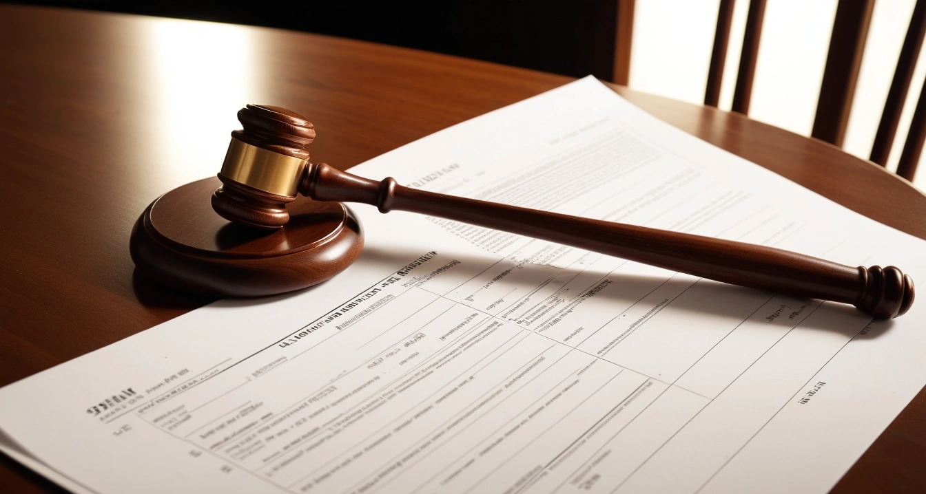 적금 - 노란우산공제 절세 및 대출 활용 (concept of savings, close-up of a classic brass legal gavel resting on official documents, professional lighting, no people)