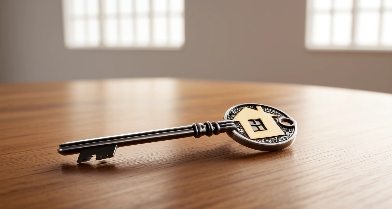 미국 ETF - 미국 빅테크 TOP 7 기업의 집중도와 리스크 (concept of US ETFs, a shiny house key resting on a detailed contract, elegant wooden table, no people)