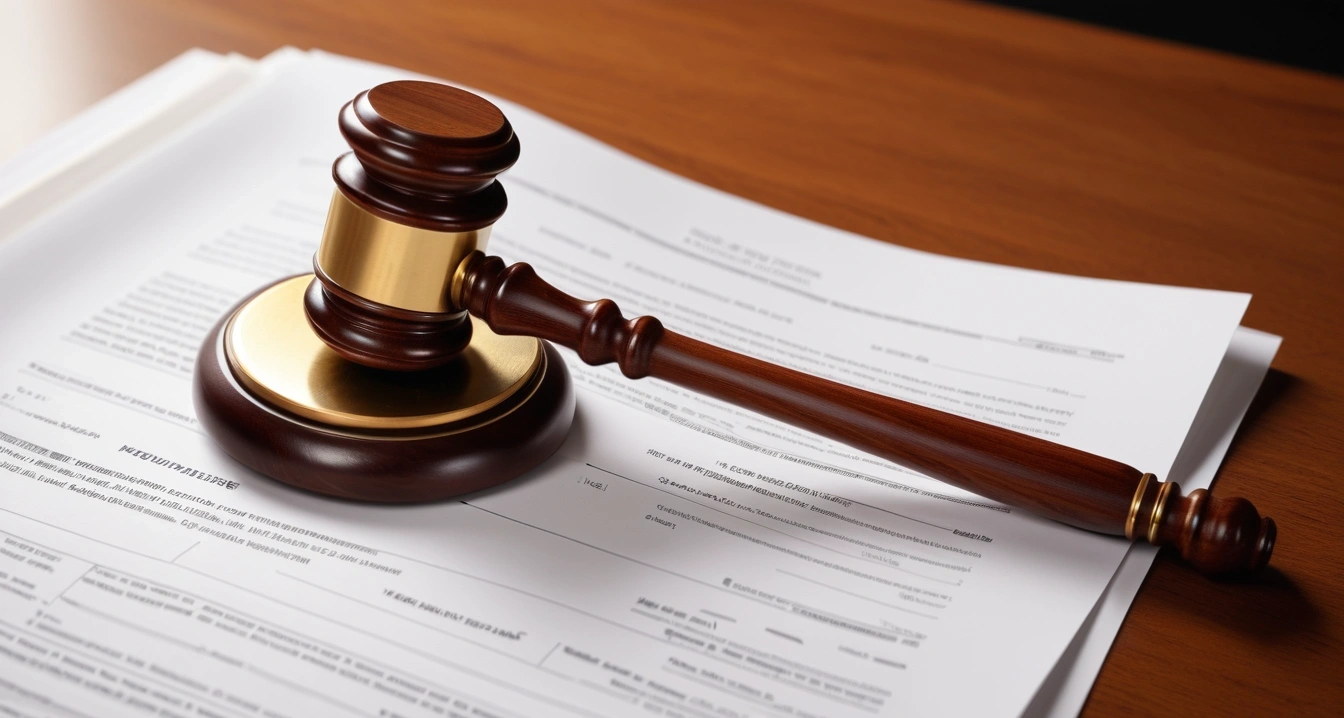 가상화폐 - 가상화폐 거래소 수수료 체계의 실체 (concept of virtual currency, close-up of a classic brass legal gavel resting on official documents, professional lighting, no people)