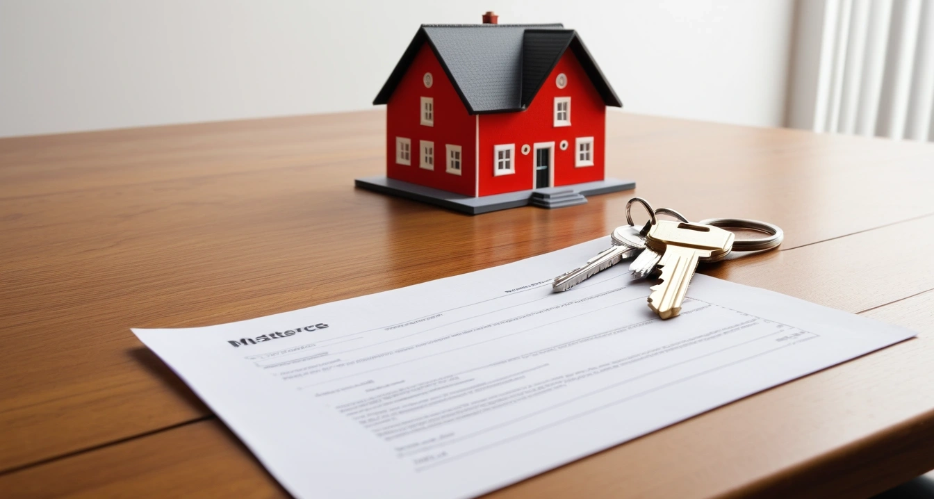 청년도약계좌 - 청년미래적금 전환 및 갈아타기 가이드 (concept of Youth Leap Account, a shiny house key resting on a detailed contract, elegant wooden table, no people)