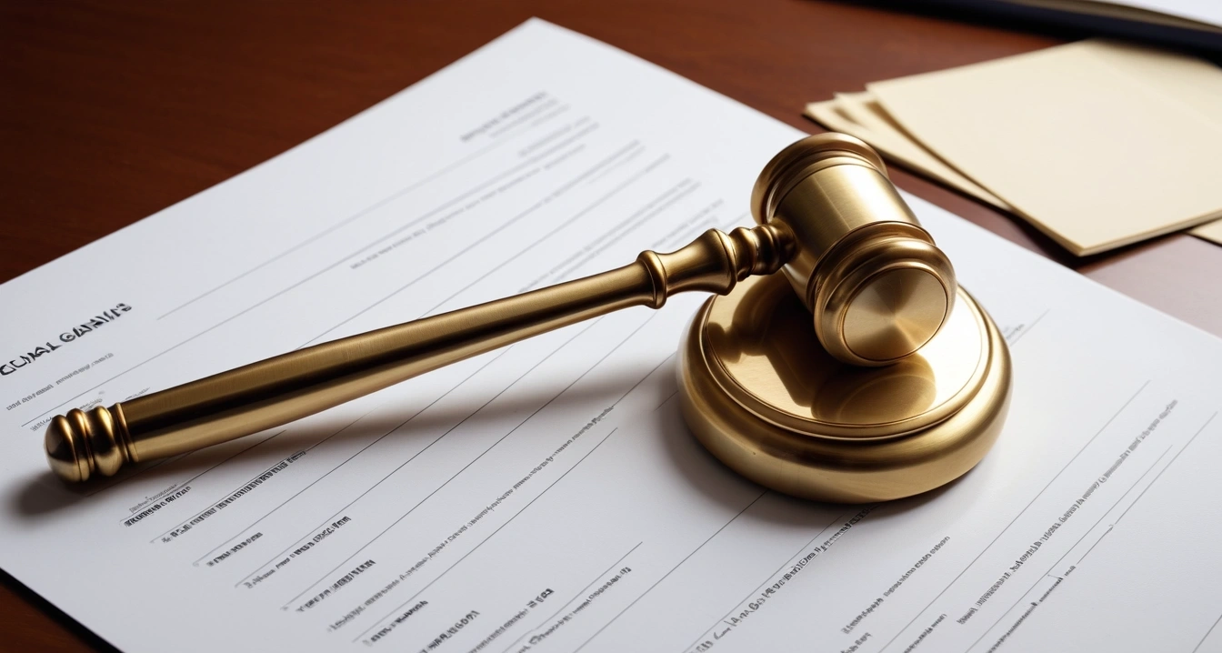 청년도약계좌 - 청년도약계좌와 정부기여금 구조 (concept of Youth Leap Account, close-up of a classic brass legal gavel resting on official documents, professional lighting, no people)