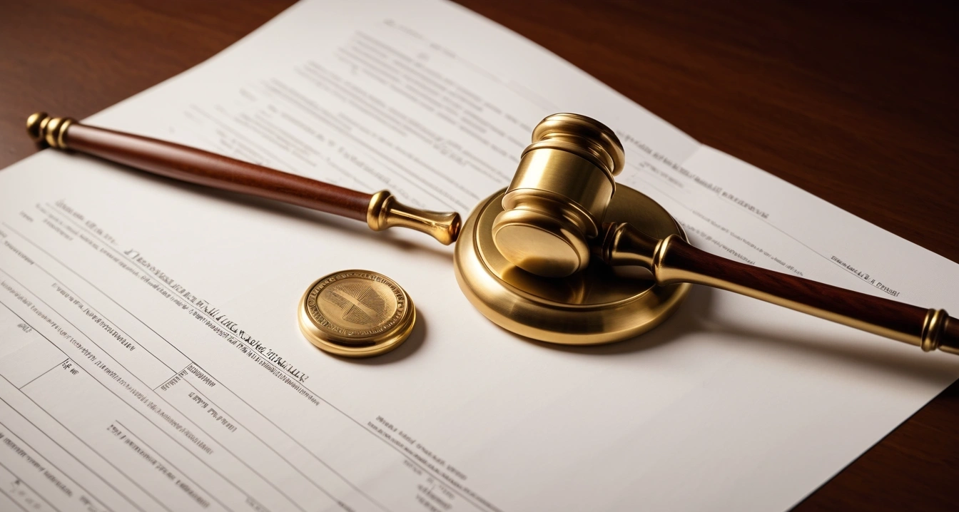 청년도약계좌 - 금융 기관 상담을 통한 우대금리 이행 여부 점검 (concept of Youth Leap Account, close-up of a classic brass legal gavel resting on official documents, professional lighting, no people)